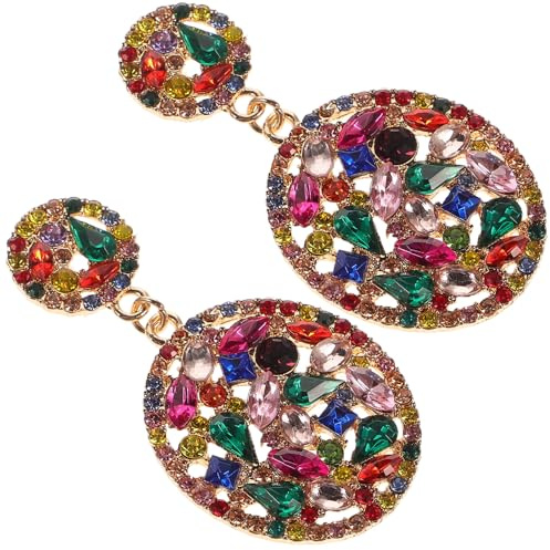 YARNOW Orecchini Pendenti Cristalli Colorati in Lega Leggera per Donna, Design Vintage Elegante, per Matrimonio e Appuntamenti,
