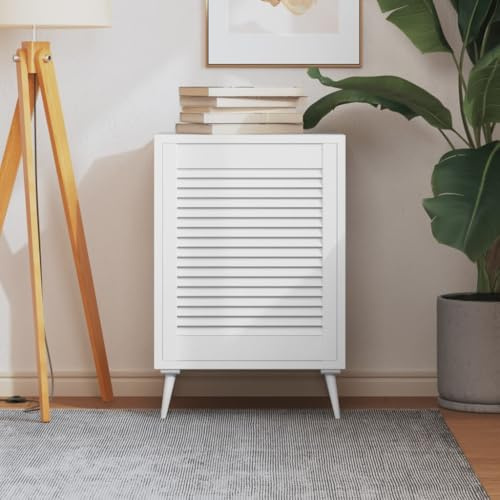 Frdhee Nur Küchenschranktüren, Schranktür Lamellen-Design Weiß 61,5x49,4 cm Massivholz Kiefer Ersatz für Schranktürfront für Kleiderschrank Möbelfronten, Möbeltür offene Lamellen