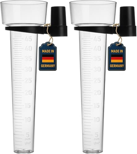 TFA Dostmann Analoger Regenmesser, 47.1015, Niederschlagsmesser, für den Garten, klar, L160 x B86 x H270 mm, Schwarz (Packung mit 2)