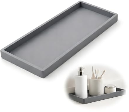 Silicone Bathroom Storage Tray, Grey Vanity Organiser, 20 x 10 x 2 cm | A compact home for perfume, skincare and sink-side essentials, helping busy surfaces look calmer and easier to use.