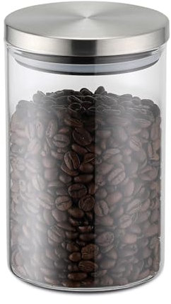 Weis Vorratsdose Edelstahl/Borosilikatglas Silber 800ml, Maße: 10cm x 10cm x 15,5cm, 15942