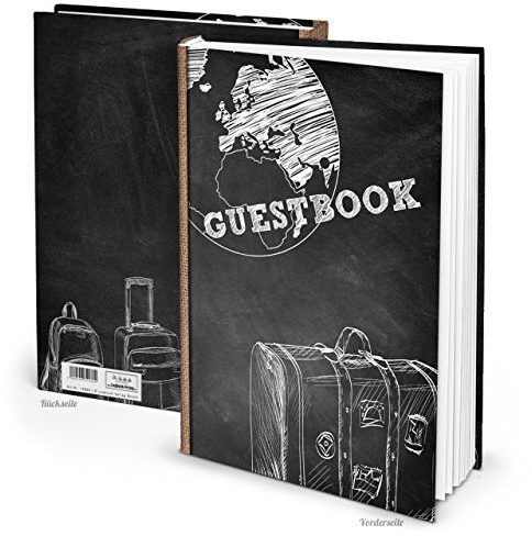 Logbuch-Verlag Guestbook Gästebuch international mit englischem Titel schwarz weiß mit leeren Seiten Tourismus Hotel Pension Gäste Buch