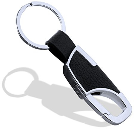 Happyit Leder Auto Keychain Metall Schlüsselanhänger Ring Halter Taille Gehängt Schlüsselanhänger für Mann und Frau (4)