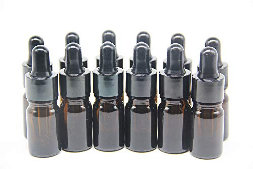 YIZHAO Pipettenflasche 5ml, Apothekerflasche Braunglas mit [Dropper Pipette Glas], Braunglasflasche für Ätherische Öl, Parfümöle,Aromatherapie,Düfte,Flüssigkeit – 12Pcs