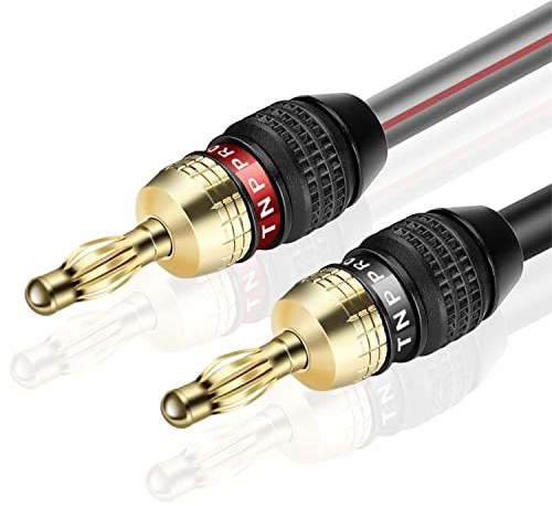 TNP Lautsprecherkabel Bananenstecker - 3m, Lautsprecher-Kabel mit 24k vergoldetem Bananensteckern, Kabel mit Bananenstecker für Aktiv-Lautsprecher & Verstärker, 12 Gauge Banana Plugs Speaker Wire