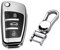 M.JVisun Doux TPU Clef Coque Porte-clés pour Audi A1 A3 A4 A6 A8 Quattro Q2 Q3 Q7 R8 RS3 RS6 S3 S6 TT TTS Pliant Clé de Voiture - Brillant Argent - Métal Porte-clés