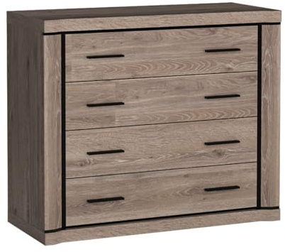 Mirjan24 Schubladenkommode Mannar M-02, Sideboard, Kommode mit 4 Schubladen, Mehrzweckschrank, Anrichte, Farbauswahl, Highboard, Naturtöne, Wohnzimmer (Eiche Trüffel)