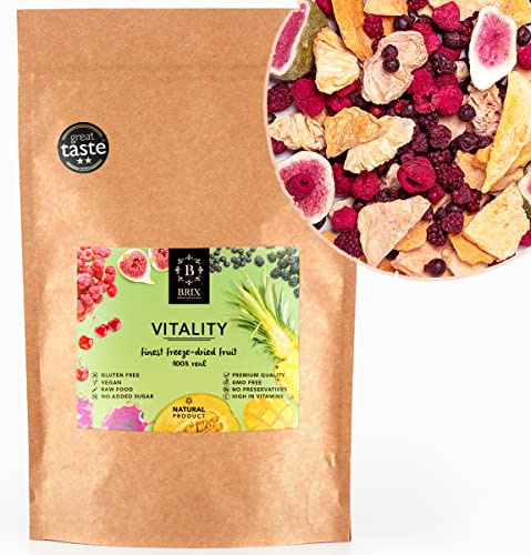BRIX Freeze Dried Vitality Fruit | 100% Natural Dried Fruit Mix 140g | Great Taste Award Dried Fruit | Non-GMO, Gluten Free, Vegan & Vitamins Retained