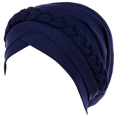 Lazzboy Frauen Indien Hut Muslim Solid Chemo Beanie Schal Wrap Cap Kopftuch Damen Headscarf Turban Bandana Kopftücher Headwrap Hijab Schals Kopfbedeckung(Marine)