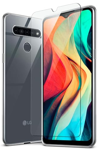 moex Handyhülle für LG K41S Hülle, Silikon Case mit Schutzfolie, 360 Grad Cover Stoßfest, Vergilbungsfreie Schutzhülle - Transparent