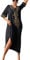 Orshoy Women Kaftan Full Length Loose Summer Floral Embroidery Cotton Maxi Dress Beachwear Long Night Dress A-Black