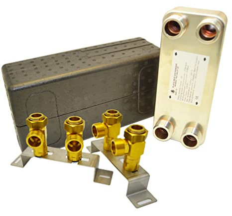 Edelstahl Wärmetauscher Plattenwärmetauscher Nordic Tec Ba-27-20 20 Platten 125 kW 1 1/4 Zoll (Plattenwärmetauscher mit Isolierung und Wandmontage)