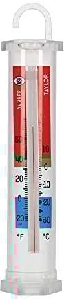 Taylor Catering Fridge Thermometer, Ultra Accurate Freezer / Refrigerator Temperature Gauge with Hanging Hook and Safe Zones, Plastic, -30°C to 27°C Range