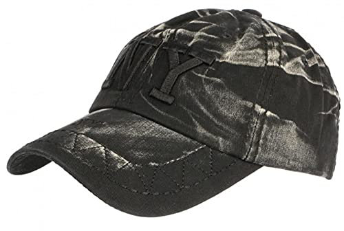 NY Vintage Cap Schwarz Tie Dye aus Baumwolle Baseball Retro Fashion – Herren Gr. 57, Schwarz
