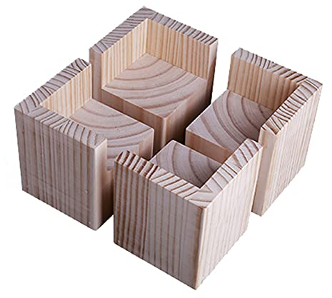 Massivholzblock Möbelbeine,Elefantenfuß Bed Rise,Möbel Risers aus Holz Betterhöhung Tischerhöher Erhöhung,für DIY Schrankfüße Sofafusse Tischbeine Schreibtisch Bett, 4 Stück (9 * 9 * 20cm)