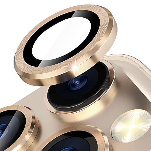 imluckies Kamera Linse Schutzfolie für iPhone 13 Pro /13 Pro Max, kameraschutz [Anti-Kratzer], Premium gehärtetes Glas Kreis Film, 9h Härte, HD Klar Kamera-Objektivschutz, Gold