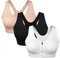 Srizgo Sport BH mit Vorderverschluss Nach der Operation tragbarer Postoperativer BH Starker Halt Sport Bra Gepolstert Ohne Bügel für Sport Fitness Yoga(Schwarz+Weiß+Haut,XXL)