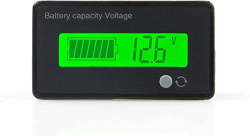 Fasizi Probador de Capacidad de batería y medidor de Voltaje con Pantalla LCD retroiluminada, Resistente al Agua 12V 24V 36V 48V Indicador de batería de Plomo ácido Detector de Monitor de voltímetro