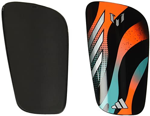 adidas Unisex-Adult Messi Club Shin Guard, Black/Silver Metallic/Orange, Medium