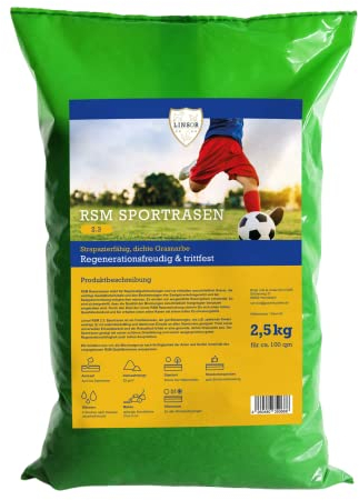 Linsor RSM 2.3 Sportrasen, Spielrasen, trittfest, robust, dichte Grasnarbe, alle Standorte, Regel Saatgut Mischung,2,5kg für 100m²
