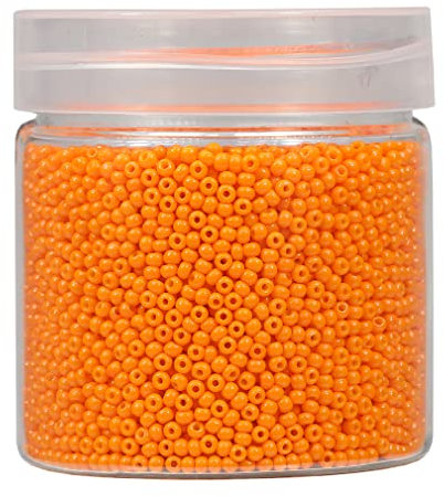 Bala&Fillic 2mm Runde Perlen zum Auffädeln 10000pcs/110 Gramm in Box,12/0 Orange GlasPerlen kleine Rocailles Perlen für Machen Schmuck Ohrring Armbänder Halskette (Orange)