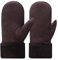 Harssidanzar Damen Fäustlinge Winter,Schaffell Lammfell beheizte warme pelzige Stulpenhandschuhe Lederhandschuhe KL024EU,Braun, Größe L