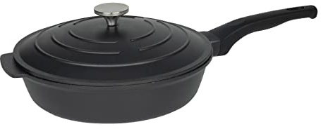 Commichef All in One Pan, Black, Cast Aluminium, with Lid, Non-Stick, Suitable for Frying, Grilling, Sautéing and More, 28cm, XP-ALL28BK
