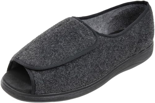 Cosyfeet Jonny - Charcoal - 10-3H Width - Extra Wide Men's Fabric Shoes