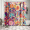 Wollmix Boho Exotischer Mandala-Duschvorhang mit Blumenmuster für Badezimmer, nahtloses Muster, indisches, böhmisches Mandala-Design, buntes Boho-Blumenmuster, Sets mit 12 Haken, 183x183 cm