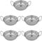 Jazooli Bowl Set - Dinner Set of 5 Stainless Steel Metal Curry Bowls, Balti Dish, Indian Food Serving Dishes with Handles, Kitchen Set Hot or Cold Food, 18cm Diameter Dishes Set
