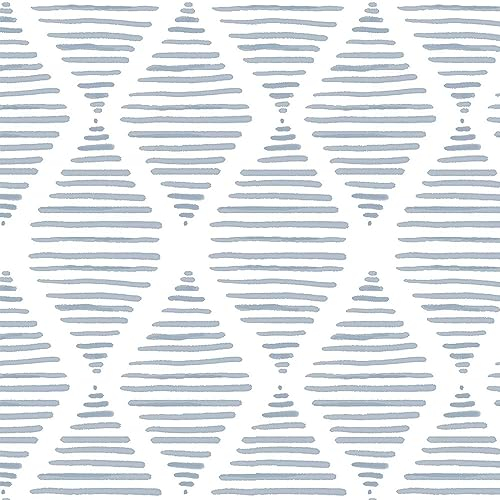 Okydoky Moderne Streifen-Tapete zum Abziehen und Aufkleben, Blau-Weißes Kontaktpapier, 44cm x 600cm, Geometrische Selbstklebende Tapete Vinyl, 8202-BU-6.DE