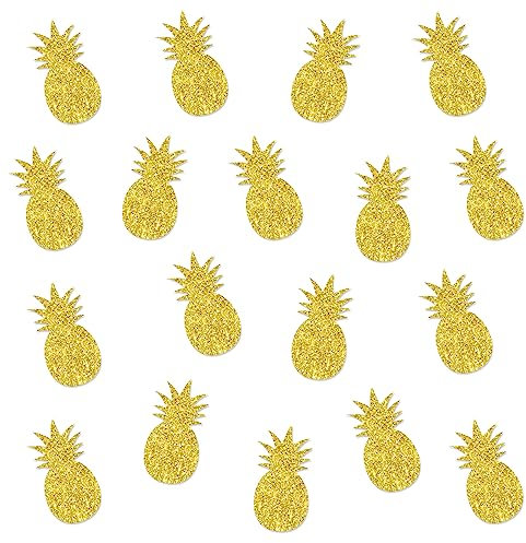 Ananas-Tischkonfetti – tropische Hawaii-Tischdekorationen – Sommerkonfetti, Ananas-Konfetti für hawaiianische Partydekorationen, goldener Glitzer (220 Stück)
