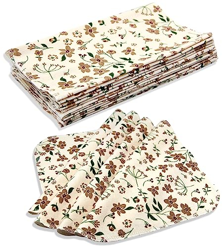 Pinowu Wiederverwendbare Papiertücher, Baumwolltücher (12 Stück), papierlose Handtücher, Zero Waste Alternative Servietten für Küche und Haushalt Reinigung