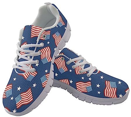 Howilath Amerikanische Flagge Stern Blaue Trainer Bequeme Laufschuhe usa Flagge Sneakers Casual Sportschuhe für Damen Männer EU 46