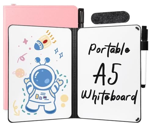 AGM Mini tableau blanc A5 rose double face effaçable à sec avec stylo, tableau blanc de bureau pour étude, réunion, brouillon, notes, gribouillage