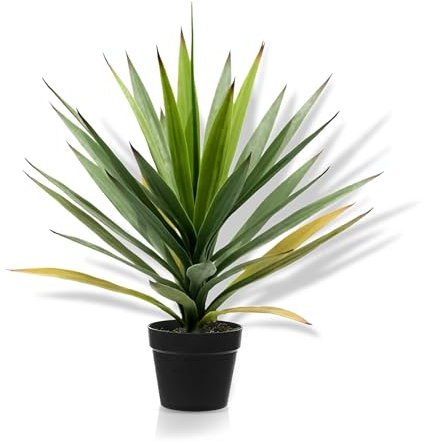 Crystals Decorative Artificial Flora - Small Plants in Pots for Indoor Decor - Faux Plants for Bathroom (50CM - Agave)