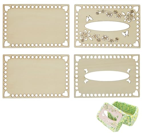 TUKEVA 2 Sets Häkeln Korbboden Hölzerner Taschenboden Häkeln Holzbasis Natürliche Korbboden Handgemachtes DIY Zur Herstellung von gehäkelten Wolltaschen,DIY-Strickkörben, Basteltaschen (Schmetterling)