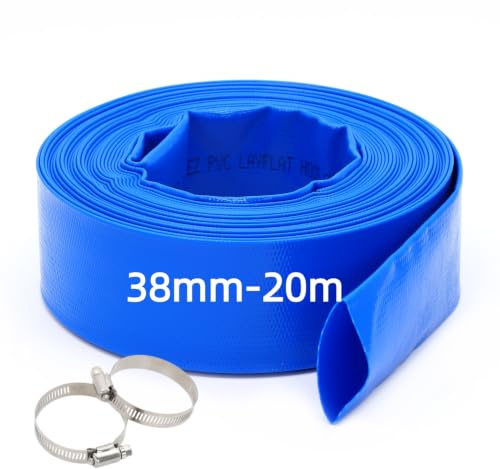 1 1/2 Zoll Ø 38 mm Flachschlauch 20M, Gewebeschlauch, Blau