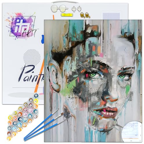 ITA Art Malen nach Zahlen Komplett Set mit Keilrahmen, Acrylfarben, Pinseln, Zubehör, Geschenkbox - DIY Gemälde Bastelset Kit mit Leinwand für Erwachsene, Nur du, 30x40 cm