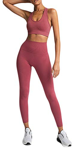 Generisch Sport Set Damen Trainingsanzug BH+Leggings Sport Set Fitness Gym Yoga Tanzen Racerback Sportanzug Outfit Jogginganzug Freizeitanzug Sportswear