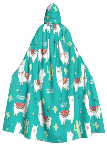 NEZIH Karnevalsumhang mit Kapuze, für Erwachsene, Vampir- und Hexenkostüm, Umhang, 185 cm, Größe XL, Alpaka-Kaktus