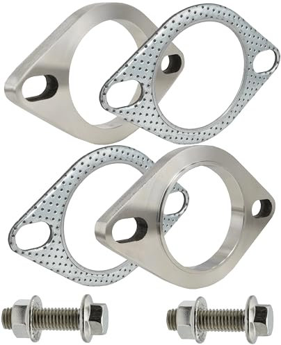 SHINTONES Kit di collegamento con flange e guarnizioni di scarico in acciaio inossidabile a 2 bulloni da 2,35 pollici con bulloni e dadi (60 mm)