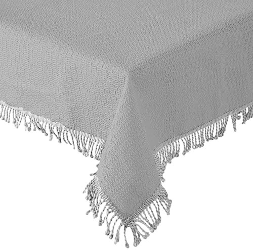 Tischdecke Gartentischdecke Weichschaum Outdoor PVC rechteckig Terrasse Balkon rutschfest wetterfest (Hellgrau, 130 x 220 cm)