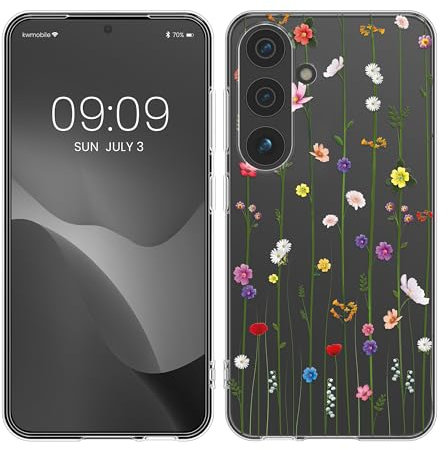 kwmobile Custodia Compatibile con Samsung Galaxy S24 - Cover Silicone TPU - Protezione Back Case - Esplosione Primaverile multicolore/trasparente