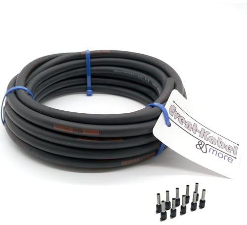 TITANEX H07RN-F 3x1,5 mm² (3G1,5) Gummikabel, Baustellenkabel, Campingkabel für den Außenbereich 5-100m inkl. 10 Aderendhülsen (100 Meter)