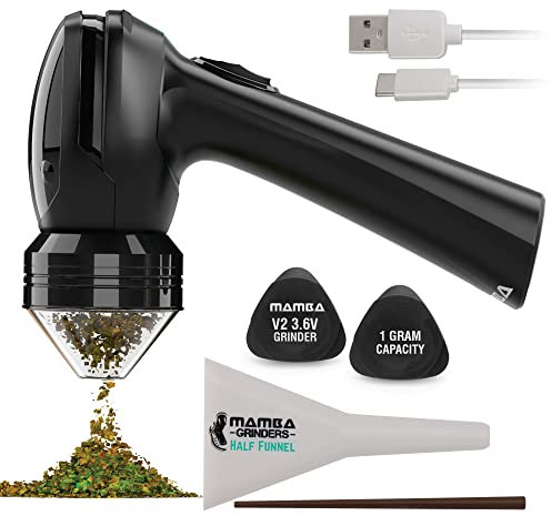 Mamba Original 1g Black USB Electric Herb Grinder. Small Portable Metal Grinder & Spice Mill for The Kitchen.