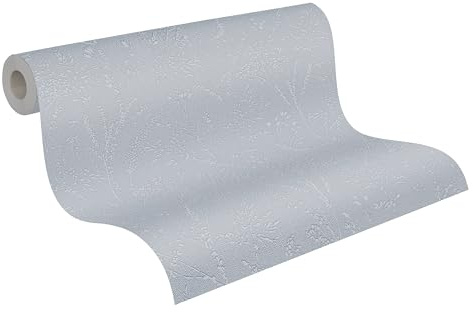 A.S. Création Floral-Vliestapete – Blau, Grau – 10,05 x 0,53 m | Florales Floral-Motiv als natürlicher Blickfang – matte Motivtapete, einfach zu verkleben & spurlos abziehbar