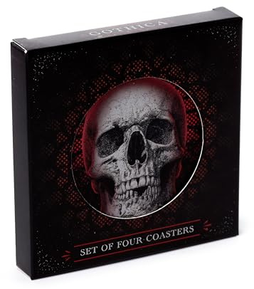 Set mit 4 Untersetzern aus Kork – Gothik – Zubehör und Dekoration für Zuhause – Totenköpfe, Makaber, Halloween