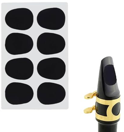 8 Stück Mundstückpolster,Mundstückpolster Für Alt,Mundstück Patch,Tenorsaxophon- Und Klarinetten-Mundstücke,Ovale Gummi-Mundstück-Patches Für Anfänger, Saxophone Und Klarinetten (Schwarz)
