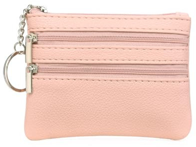 GOIACII Mini Münzbörsen für Damen, Kleines Geldbörse Damen Portemonnaie PU Leder Münzbeutel mit 3 Reißverschluss Kartenfächer und Schlüsseletui